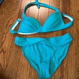 F&F aqua Blue Bikinis Top & Bottom Set 12/14